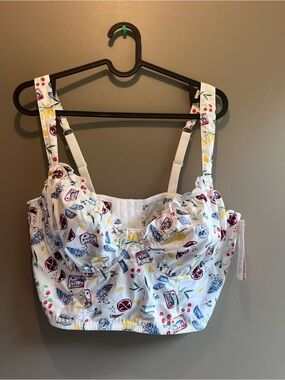 Colsie White Multi-Color Printed Longline Bra Top